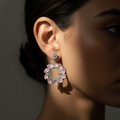 Pink Floral Statement Earrings for Women