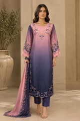 Pink and navy ombre sheesha silk Pakistani formal dress