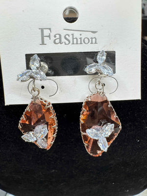 Rose Gold Crystal Drop Earrings for Women