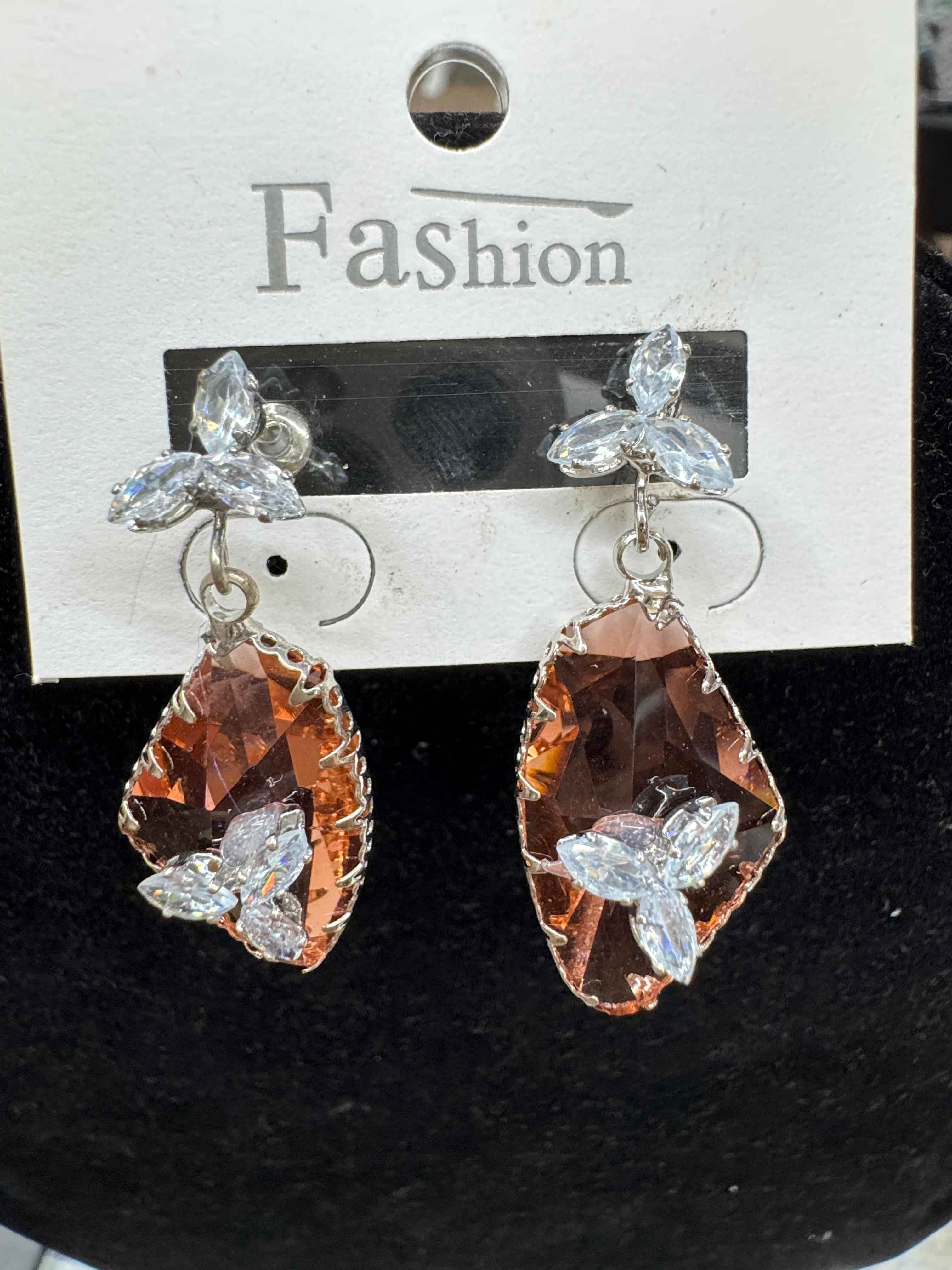 Rose Gold Crystal Drop Earrings for Women