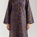 SAYA Blue Printed Embroidered Lawn 2-Piece Stitched Suit