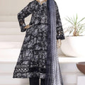 Sada Bahar black embroidered lawn 3 piece peplum suit with printed chiffon dupatta in Canada