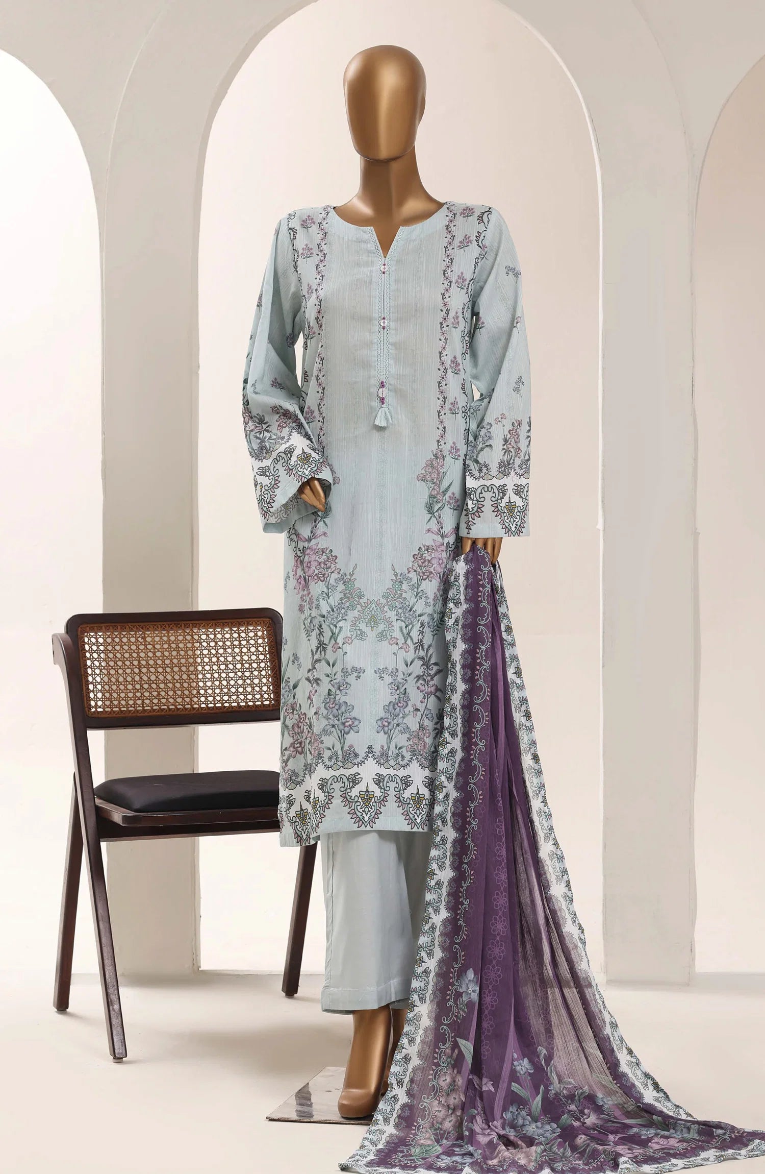 Sadabahar Floral Printed Lawn Stitched 3 Piece Suit – Summer Collection