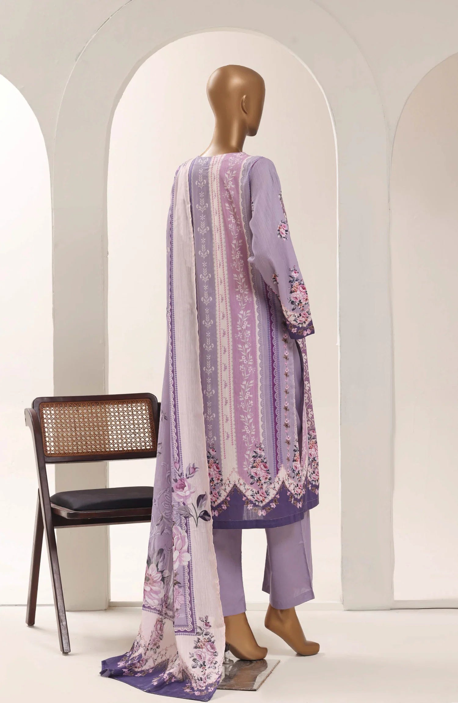 Sadabahar Purple Printed Lawn Stitched 3 Piece Suit – Summer Collection