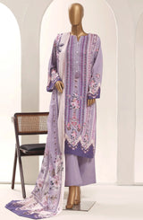 Sadabahar Purple Printed Lawn Stitched 3 Piece Suit – Summer Collection