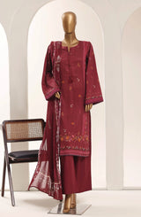 Sadabahar Maroon Printed Lawn Stitched 3 Piece Suit – Summer Collection