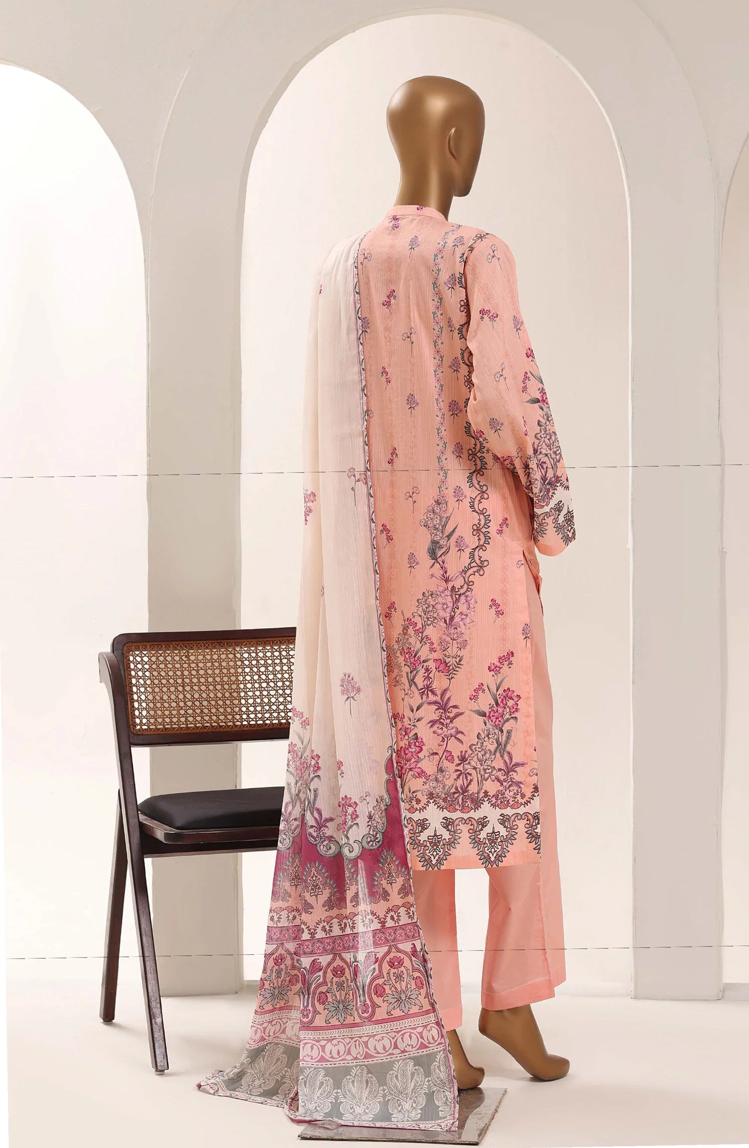 Sadabahar Pink Printed Lawn Stitched 3 Piece Suit – Summer Collection