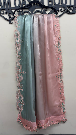 Sea green silk trouser and embroidered Sheesha Silk dupatta