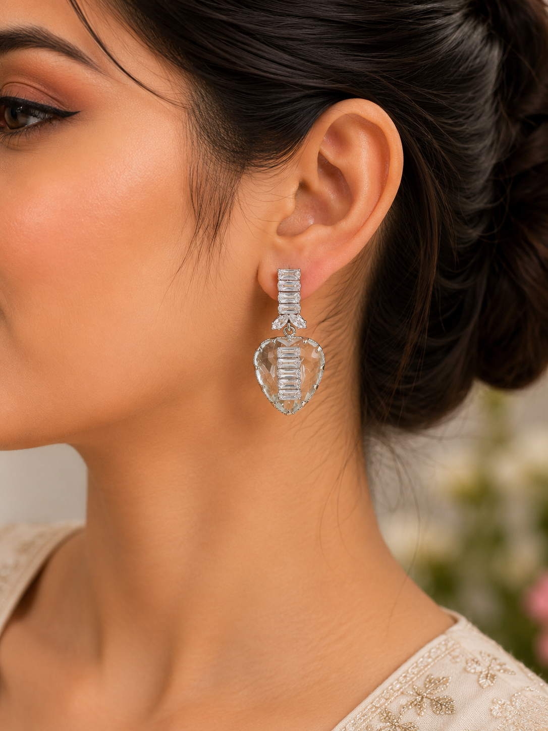 Pakistani Silver heart drop earrings for women in canada