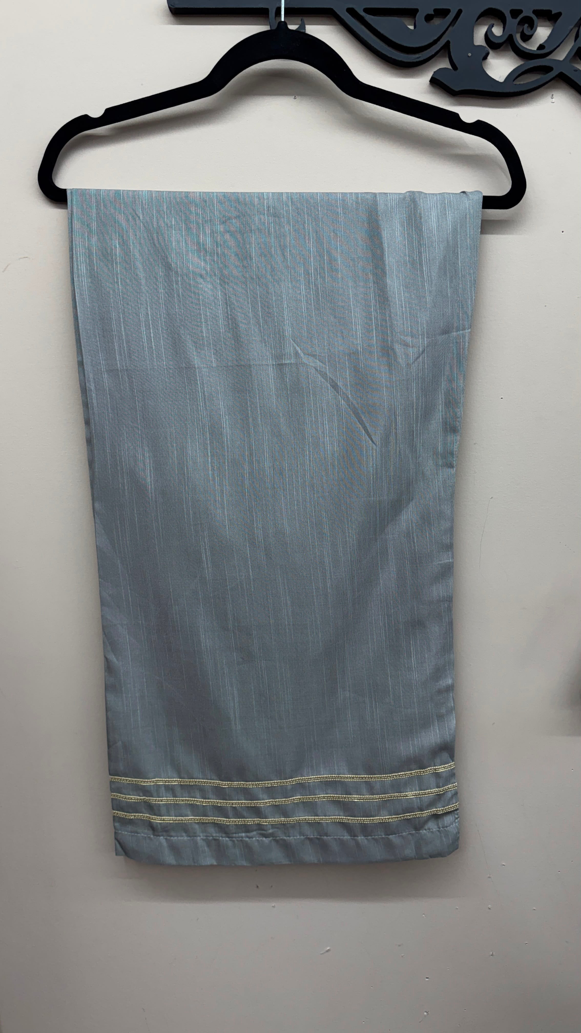 Silver grey wide trousers with embroidered Pakistani suit detailing