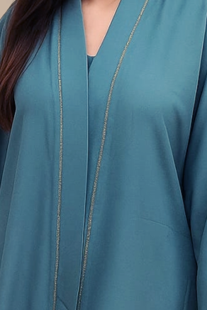 Elegant Sky Blue Flowy Abaya – Premium Modest Wear