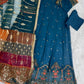 Chiffon Blue 3PC Maxi Dress Small