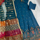 Chiffon Blue 3PC Maxi Dress Small
