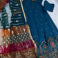 Chiffon Blue 3PC Maxi Dress Small