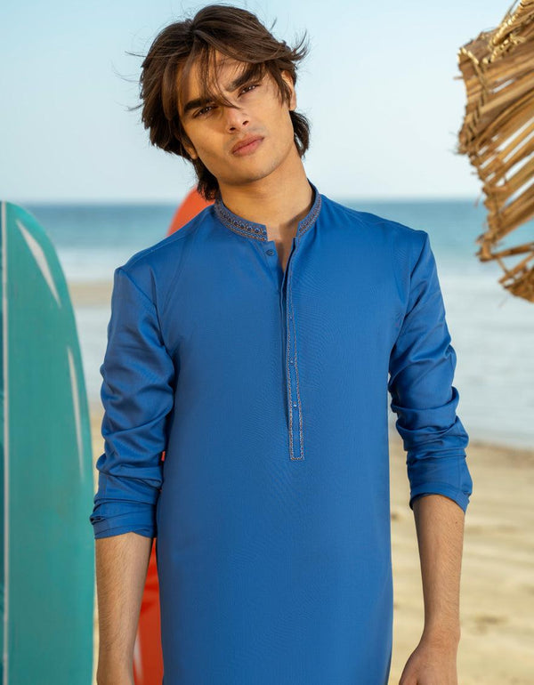 Men’s Blended Blue Kurta Shalwar – J. Junaid Jamshed