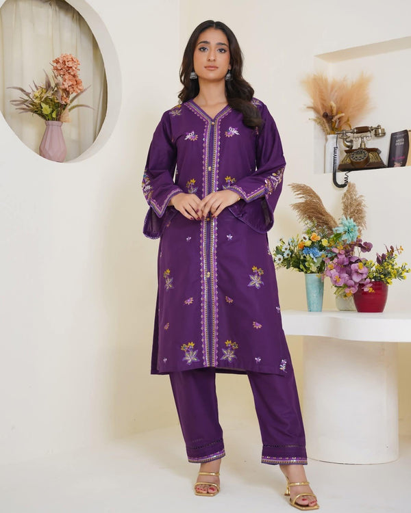 Embroidered SwissCambric 2-Piece Suit for Women –