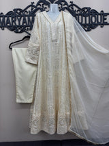 Luxury Full Embroidered Chiffon Maxi Dress 3-Piece Set