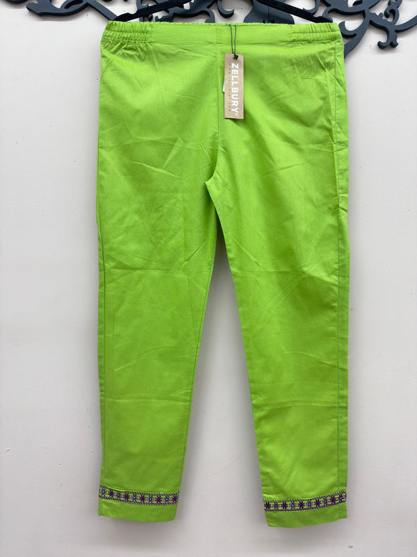 Original Zellbury Slim Fit Embroidered Cotton Trousers