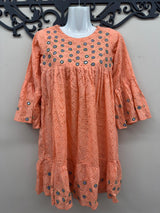 Cotton Chicken Kari Peplum Dress with Hand Mirror Work – Mini Style