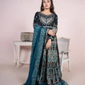 3-Piece Chiffon Fully Embroidered Maxi Suit with Dupatta & Trouser