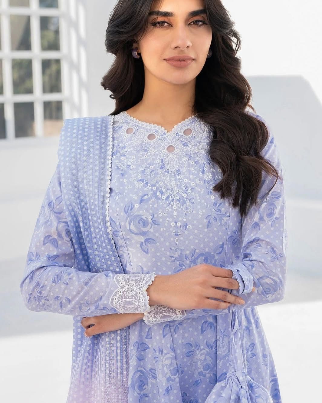 3-Piece Double Georgette Printed Maxi with Embroidery Patch & Dupatta