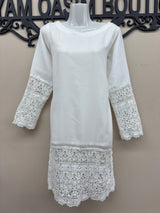 Women’s Chiffon Embroidered Dress – Fully Lined Stylish Shirt with Lace Sleeves