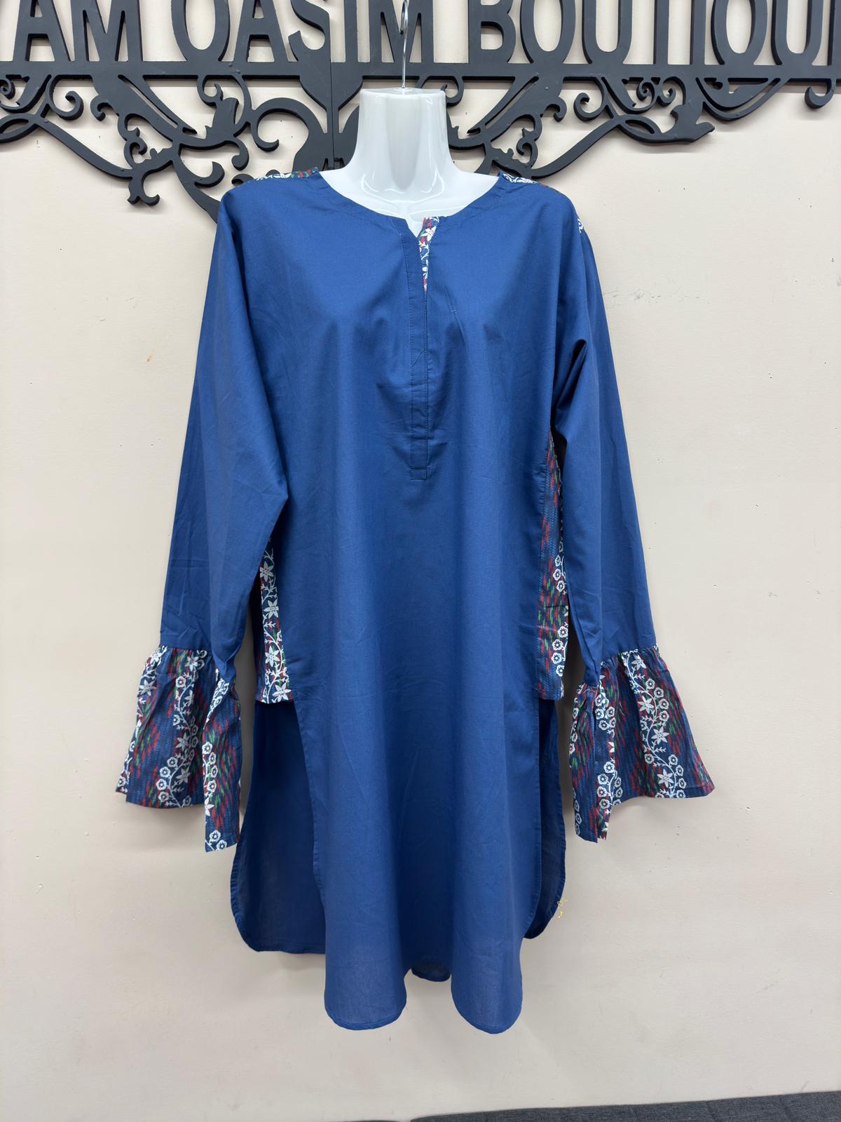 Zellbury Cotton Kurti – Long Bell Sleeves Loose Style Top