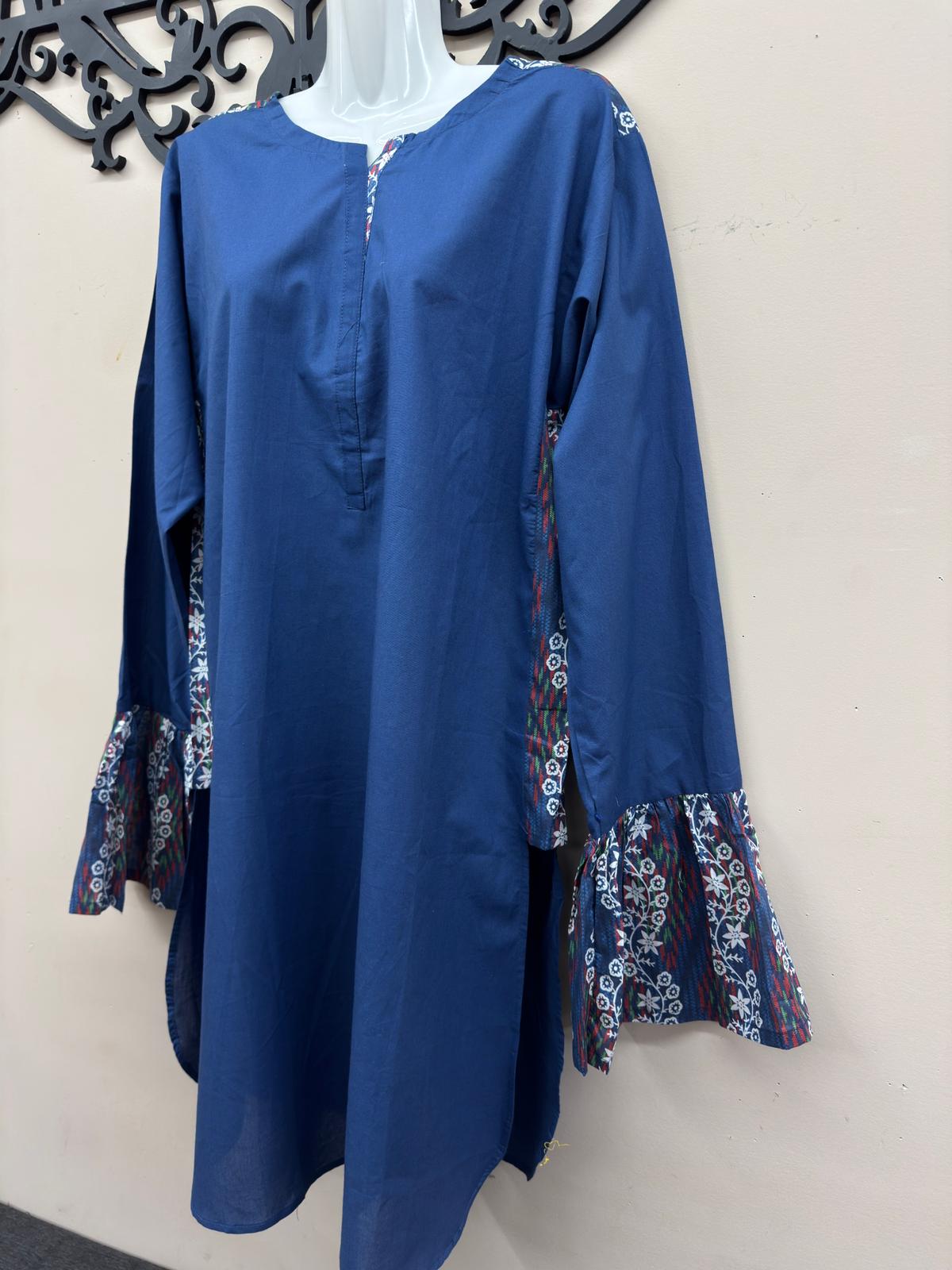 Zellbury Cotton Kurti – Long Bell Sleeves Loose Style Top