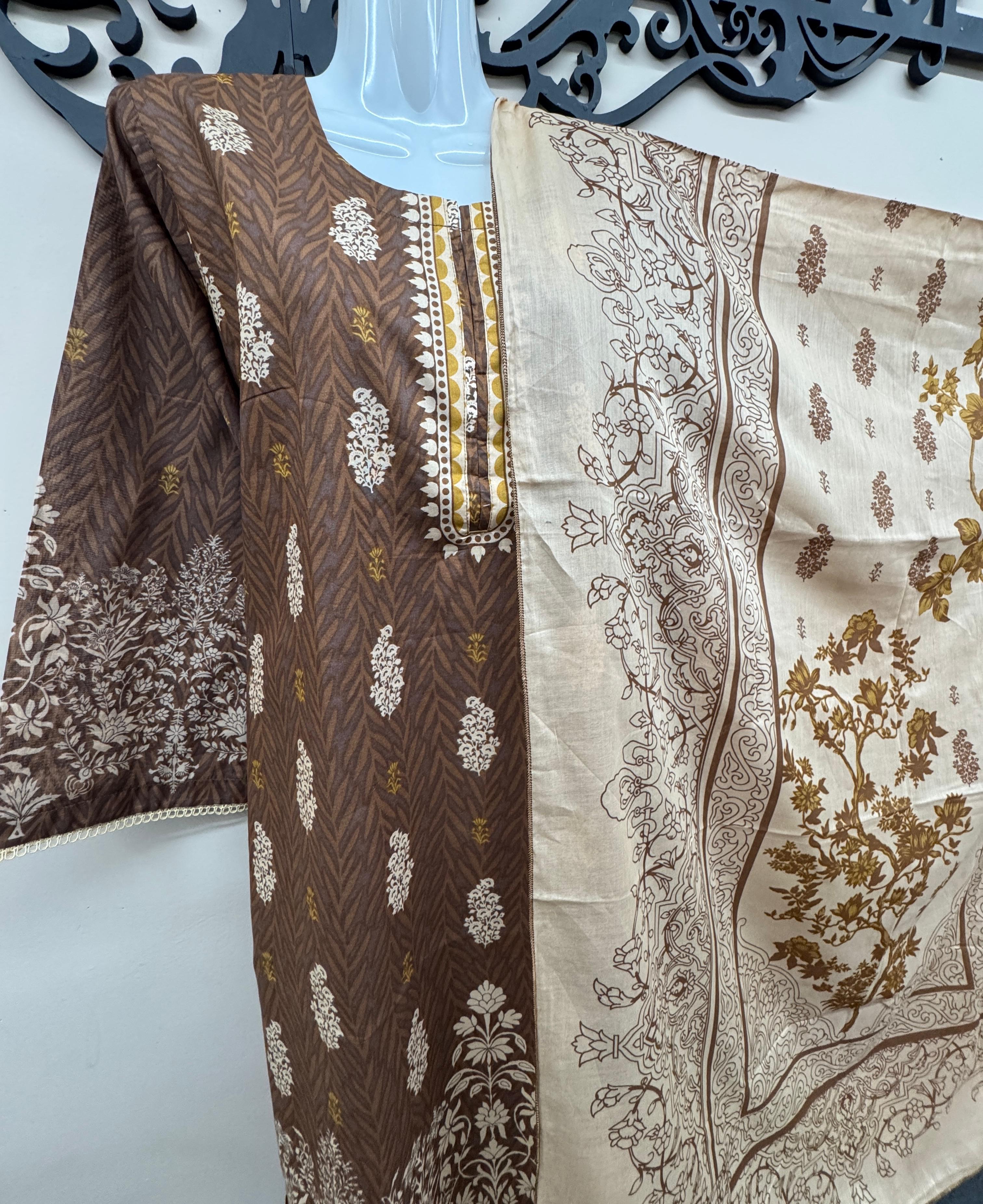 Women’s 2PC Lawn Printed Suit – Shirt & Dupatta | Casual Summer Wear