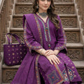 Zahra Rubab ZR-2628 Purple embroidered lawn suit with hand painted doria dupatta