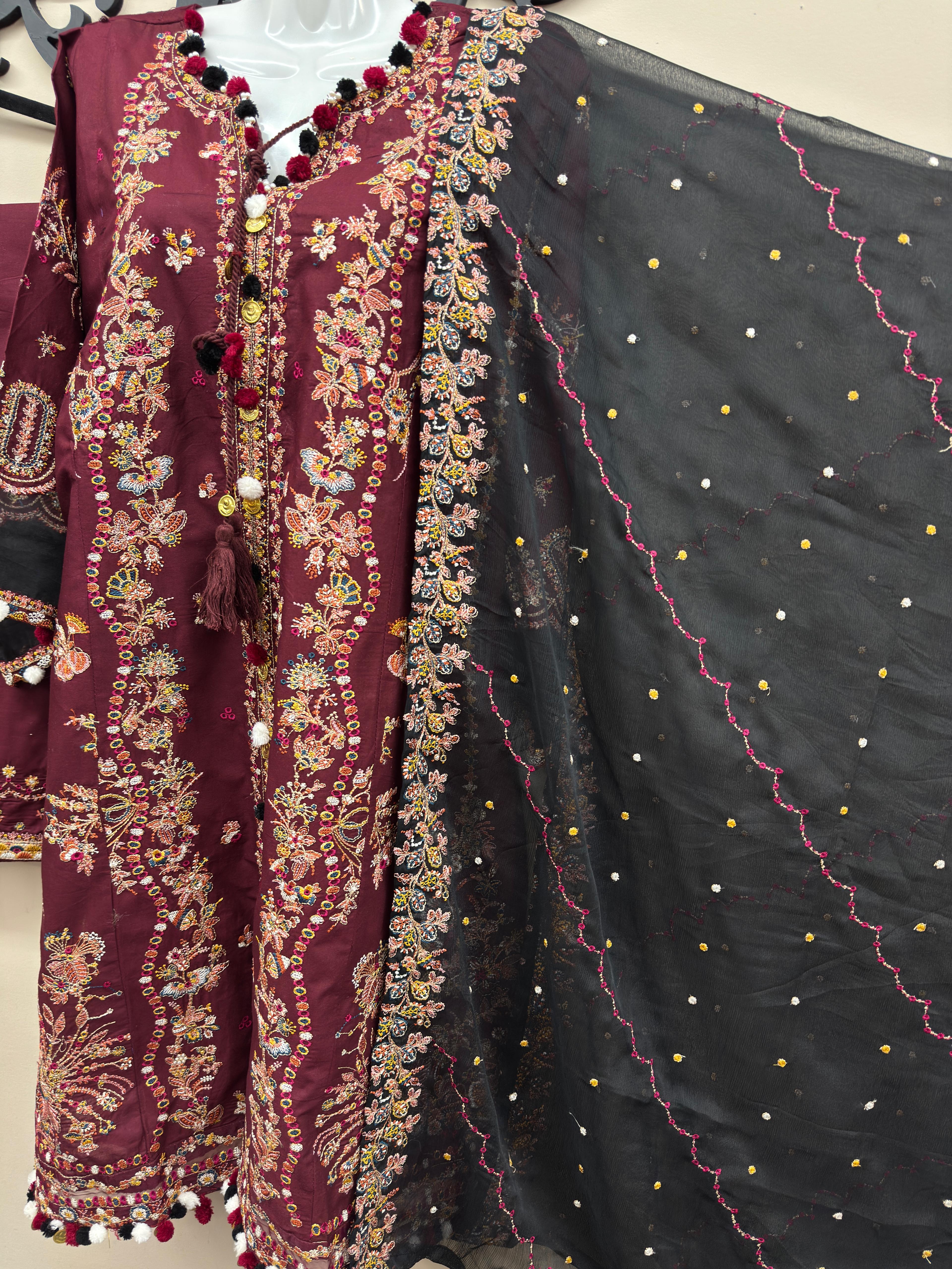 Pakistani lawn dress 3 piece