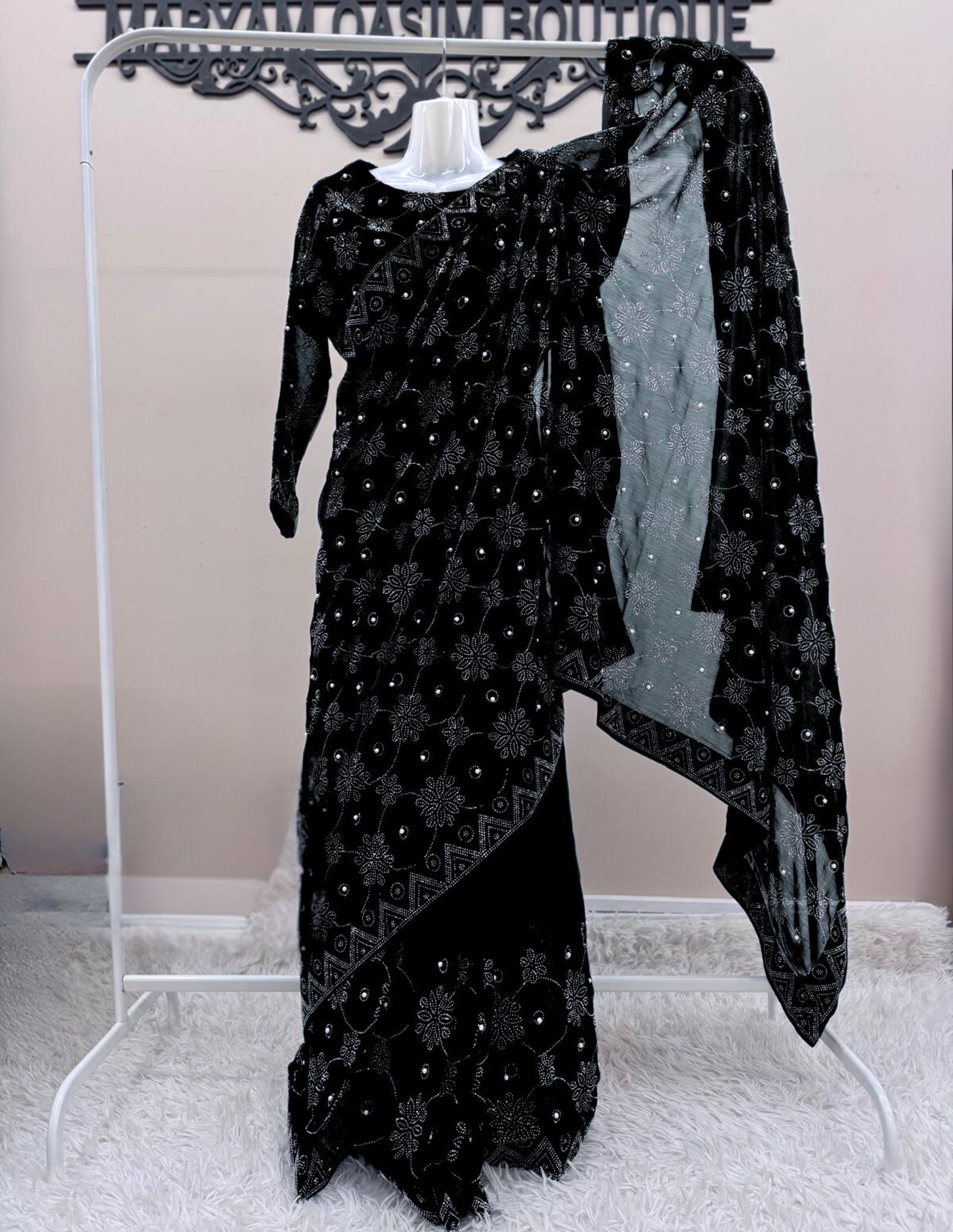 black indian saree