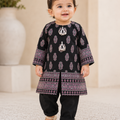 Baby Choice black kids cotton 2 piece suit with printed shirt and matching trousers for girls in canada