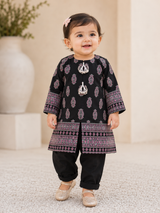 Baby Choice black kids cotton 2 piece suit with printed shirt and matching trousers for girls in canada