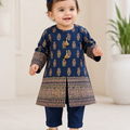 Girls blue embroidered 2 piece cotton suit from Maryam Qasim Boutique in Canada and US.
