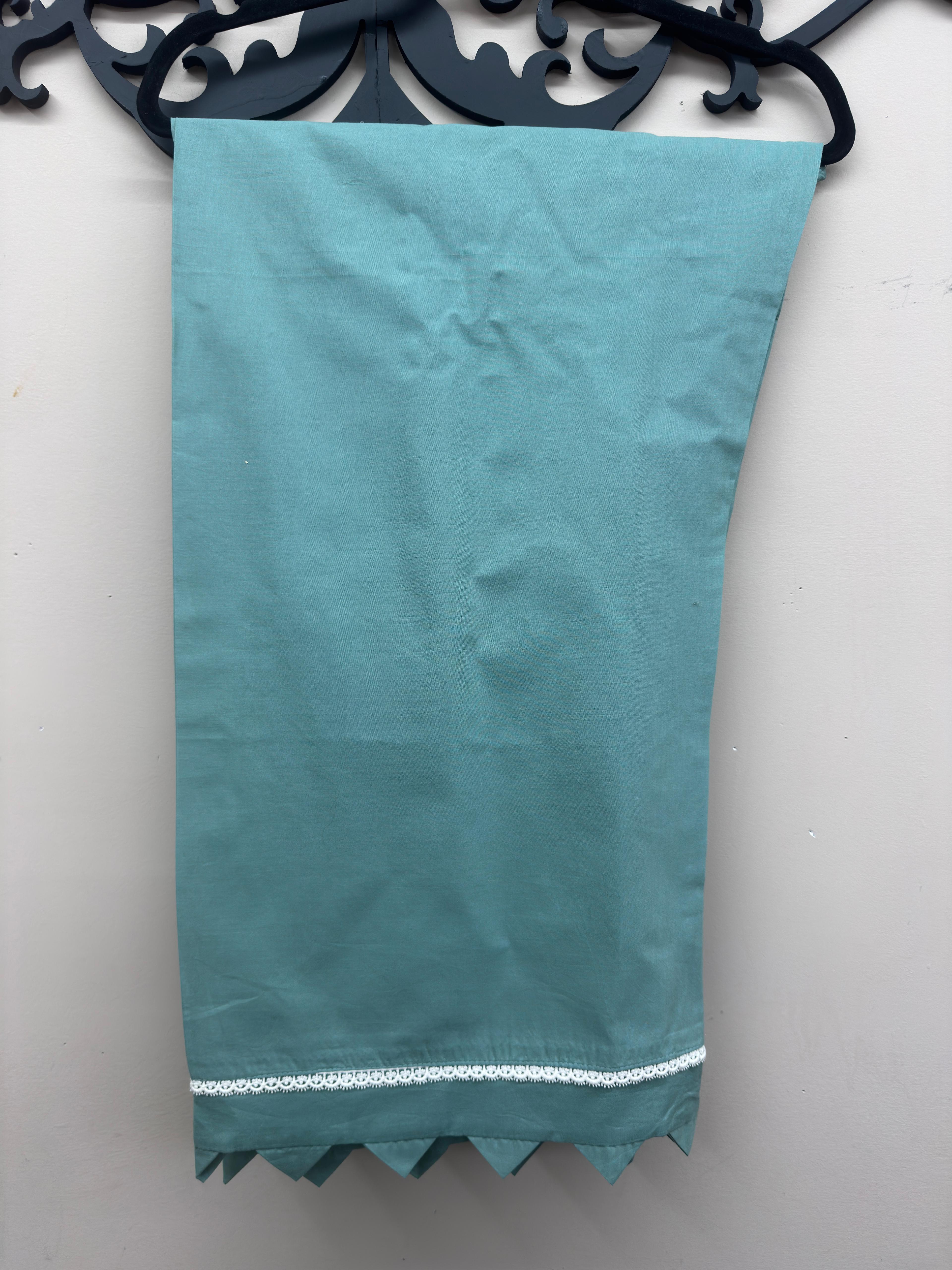 embroidered cotton 3 piece Pakistani suit with chiffon embroidered dupatta and cotton trouser