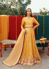 Original 3 piece Akhrot Clothing Mustard Lehnga Choli | Pakistani style lehenga