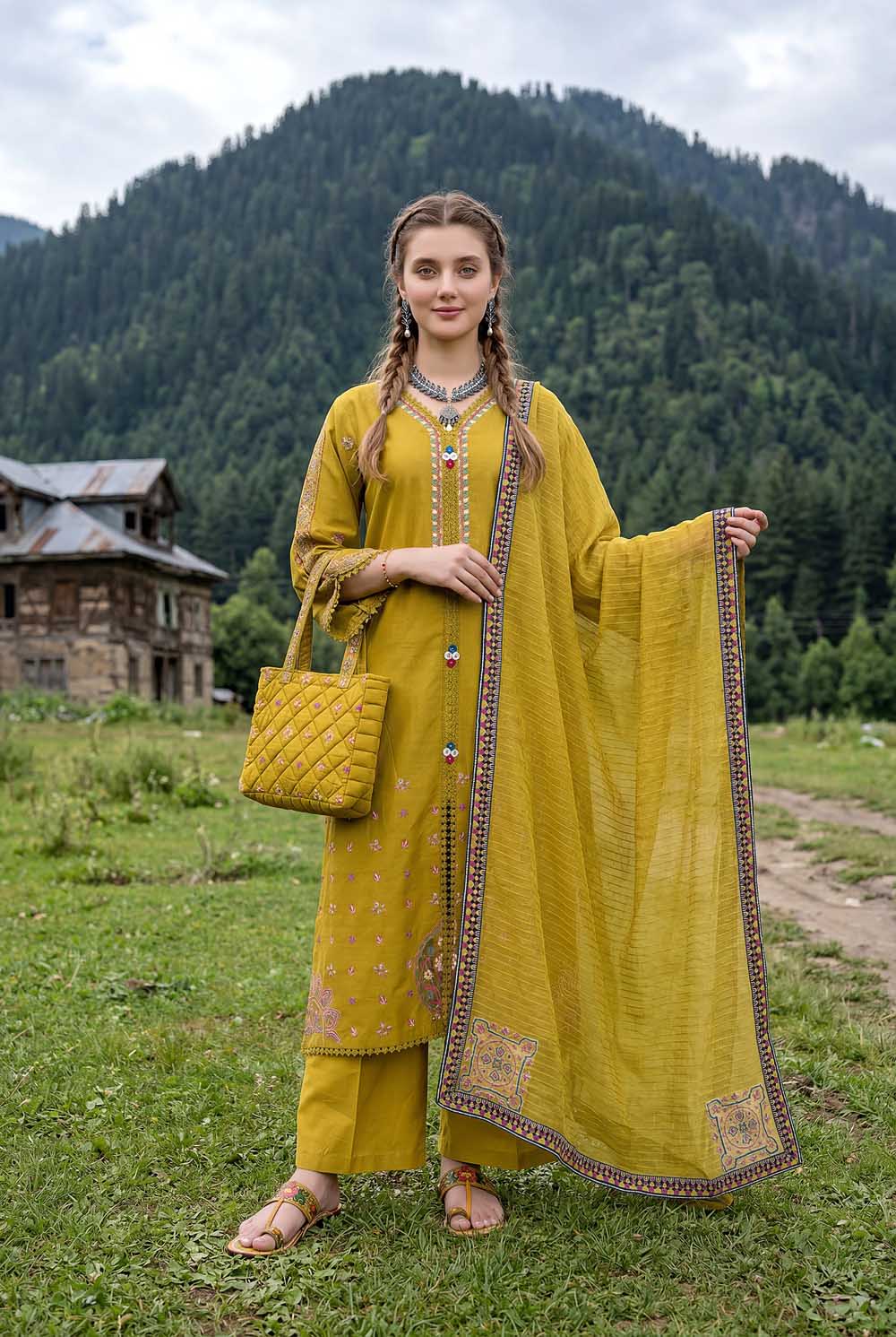 Zahra Rubab Dhaani 4 Piece Embroidered Lawn dress