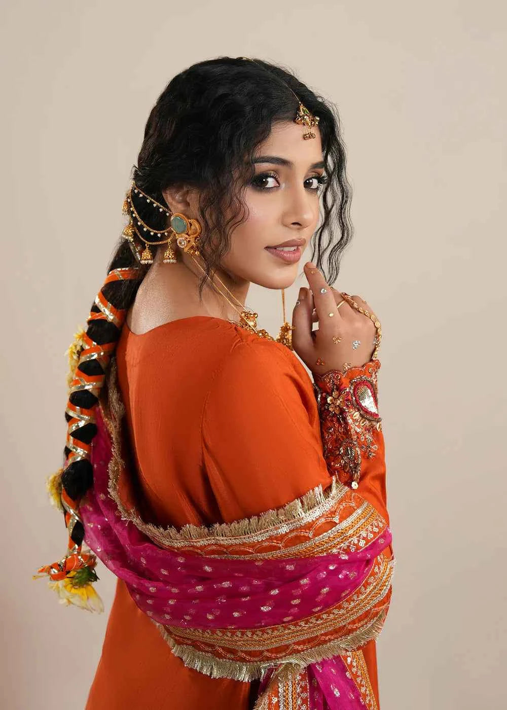 3 piece Rust Orange Raw Silk Sharara Suit – Zarqun Formal Wear Canada
