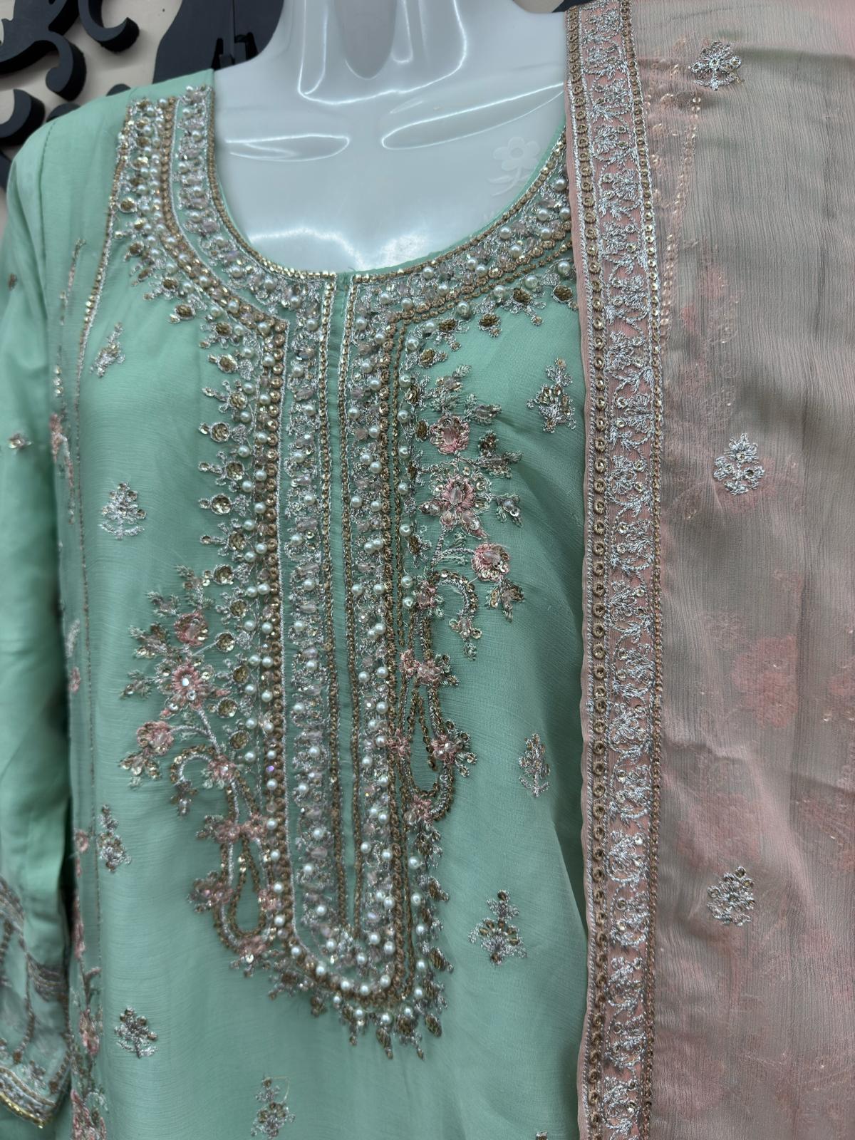embroidered chiffon formal outfit