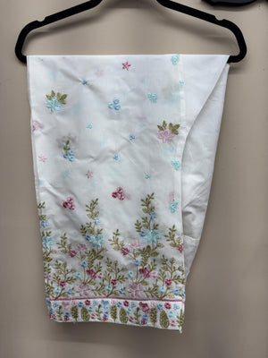 [Color] embroidered cotton 3 piece Pakistani suit with embroidered shalwar and voile zari dupatta
