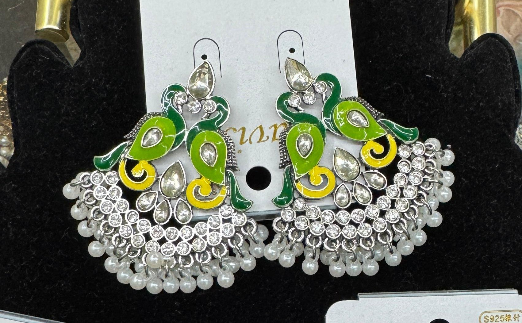 traditional green jewelry women
ethnic wedding earrings