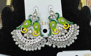 traditional green jewelry women
ethnic wedding earrings