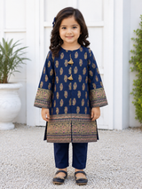 Baby Choice blue embroidered girls cotton 2 piece suit with matching trousers in Canada.