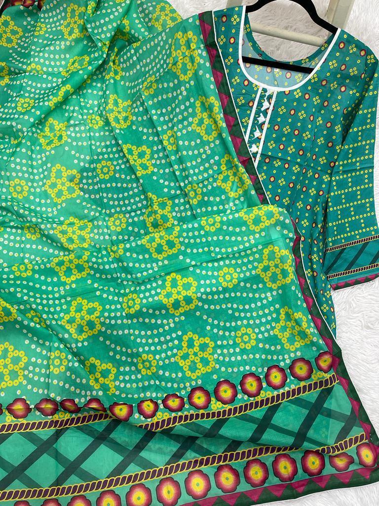 2Pcs Soft Lawn Chunri Print Outfit L-XL