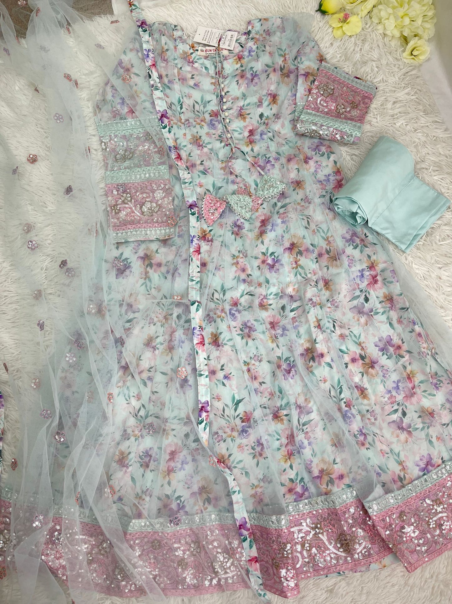 3PCS Floral net Maxi Dress (Mommy and Me)