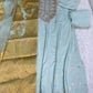 Cotton Long Blue Maxi Dress 3PC