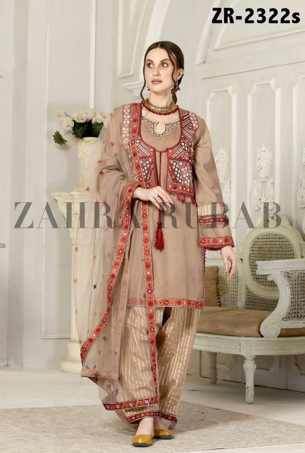 Zahra Rubab Cotton Shalwar 4PC Outfit S-L