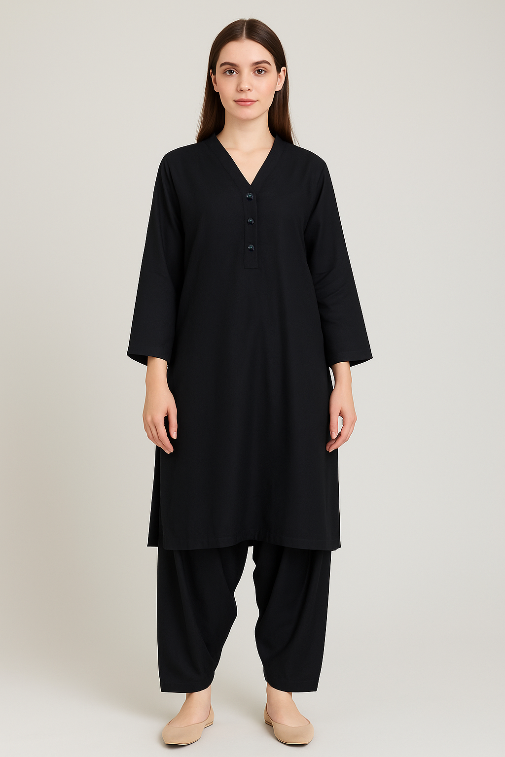 Linen 2PC Suit – Women Plain Shirt with Palazzo Pants