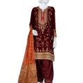J. MAROON VELVET 3PC STITCHED – EMBROIDERED FESTIVE COLLECTION